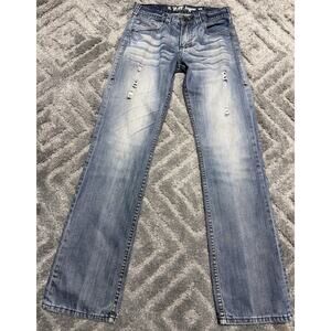 B. Tuff Western Denim Blue Bootcut Jeans Men's Distressed 32 x 36 Cowboy